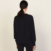 Pull décontracté à manches longues et col en V profond à rayures - Noir